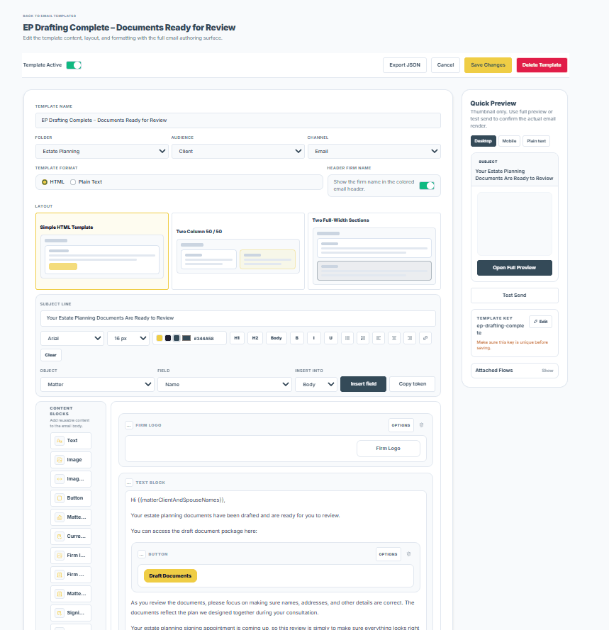 Email template editor