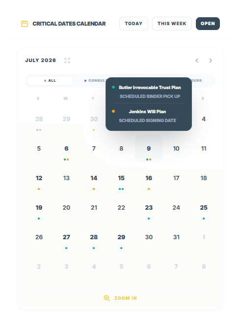 PallmLaw Critical Dates Calendar